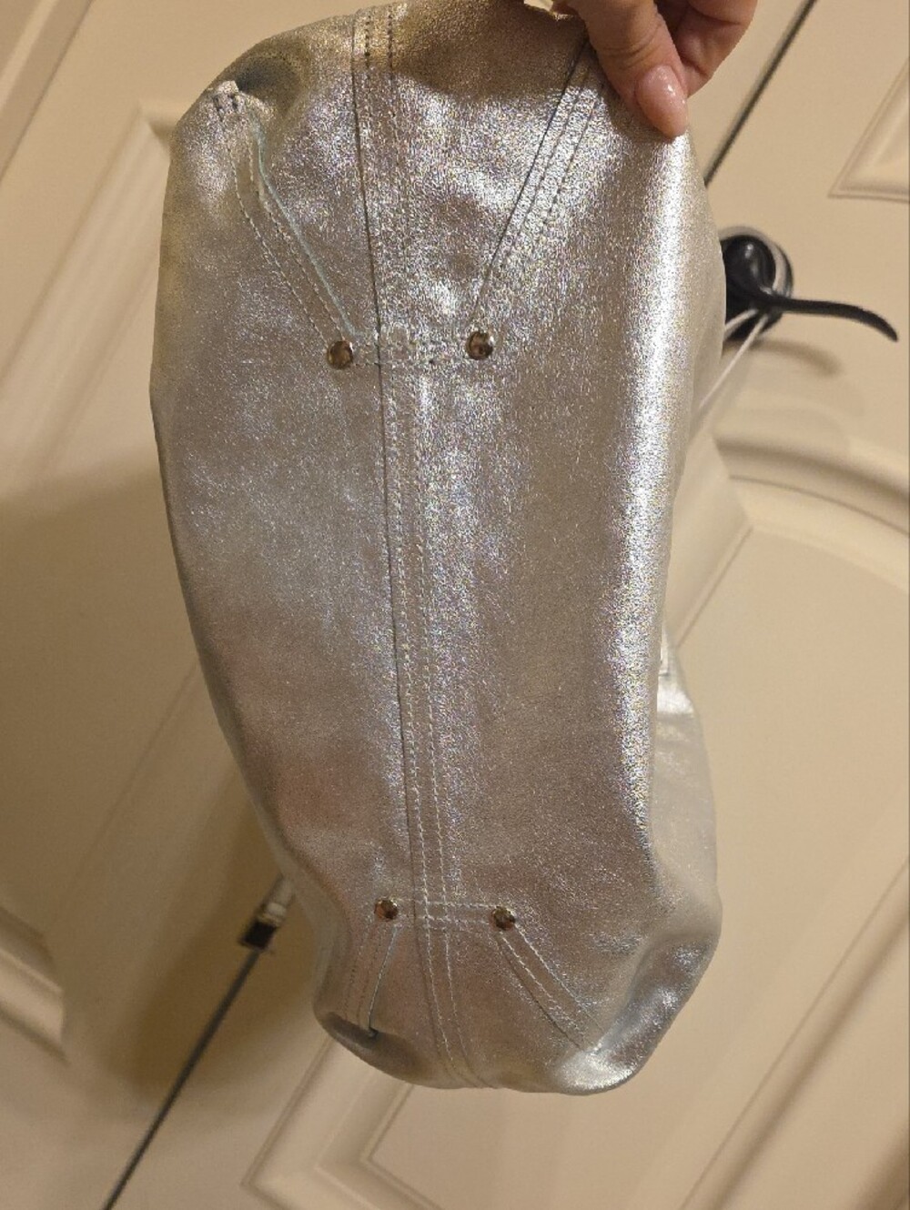 Tiffany & Co. Metallic Silver Tote with REVERSIBLE Tiffany Blue - Picture 4 of 13